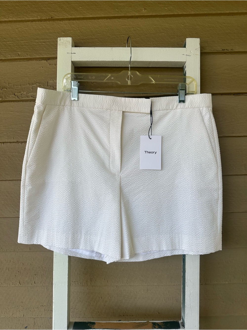 Theory White Textured High-Rise Women's Shorts